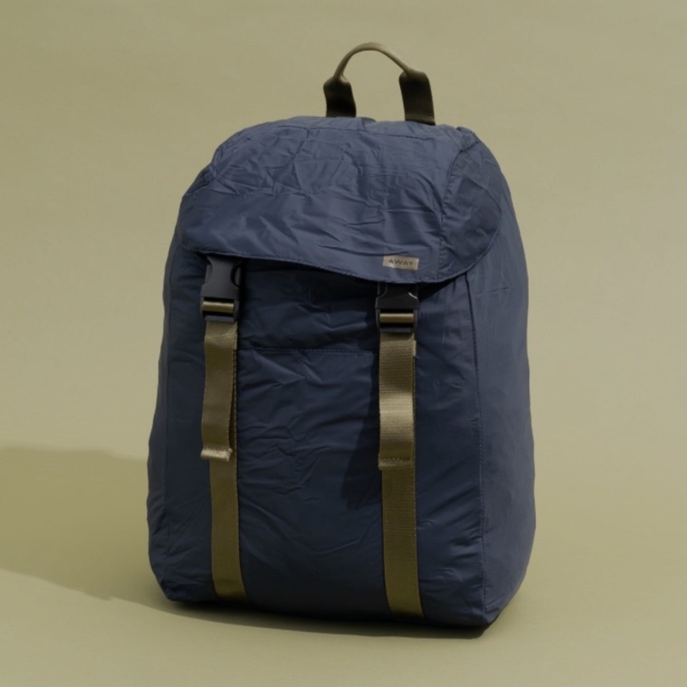 Away Black and Olive Backpack Minimalist Design----folds up so it is packable!